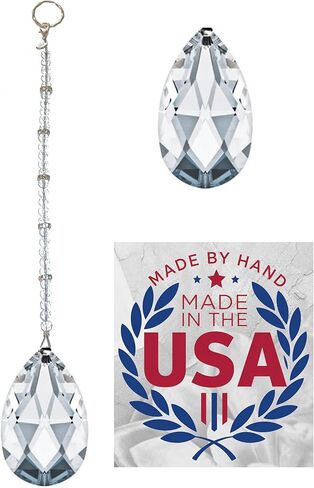 Sun Catcher Crystal, Rear view Mirror Car Charm Ornament, Hanging Pendent 30mm, Comes in a Gift Bag. (1 38mm Almond Teardrop Crystal) in Saudi Arabia