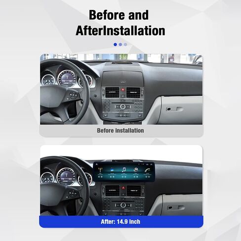 شاشة Linux بانورامية مقاس 14.9 بوصة لسيارة Mercedes Benz C Class W204 2008-2010، CarPlay اللاسلكي وAndroid Auto، وصلة صوت بلوتوث أصلية Linux 0.1s فورية التشغيل in Kuwait