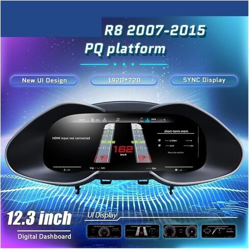 مجموعة لوحة القيادة الرقمية 12.3 بوصة متوافقة مع أودي R8 2007-2015 سنة PQ منصة لوحة قمرة القيادة in Kuwait
