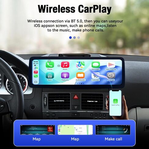 شاشة Linux بانورامية مقاس 14.9 بوصة لسيارة Mercedes Benz C Class W204 2008-2010، CarPlay اللاسلكي وAndroid Auto، وصلة صوت بلوتوث أصلية Linux 0.1s فورية التشغيل in Kuwait