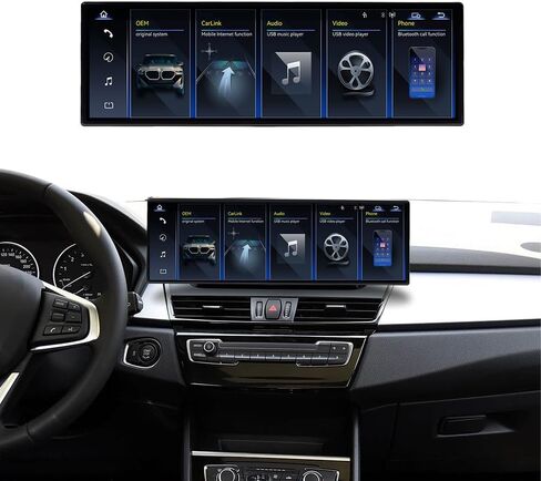ترقية شاشة بانورامية لنظام Linux مقاس 14.9 بوصة لسيارة BMW 2 Series F46 2016-2017، شاشة عرض عائمة منخفضة المستوى، الاحتفاظ بنظام NBT Evo iDrive من المصنع (EVO) in Kuwait