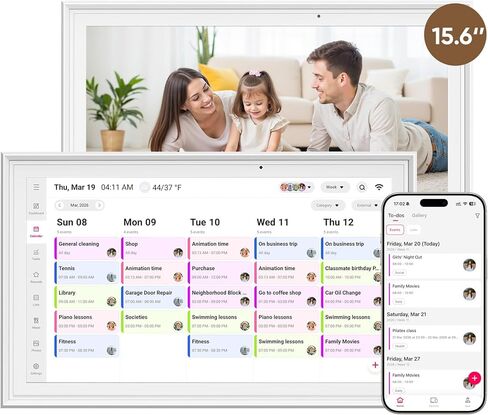 مخطط عمل تقويم رقمي مقاس 15.6 بوصة من aiprotablet، شاشة لمس ذكية لتخطيط الحائط الإلكتروني لجداول الأسرة، مخطط الوجبات، مكافآت المهام، إطار الصورة، قابل للتركيب على الحائط والمكتب، رائع لتنظيم تقويم 2026 الخاص بك in Kuwait