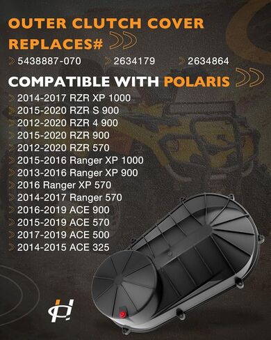 غطاء القابض الخارجي، متوافق مع 2012-2020 Polaris RZR 570/RZR 900 والمزيد، استبدل # 2634179 غطاء القابض الخارجي البلاستيكي CVT in Kuwait