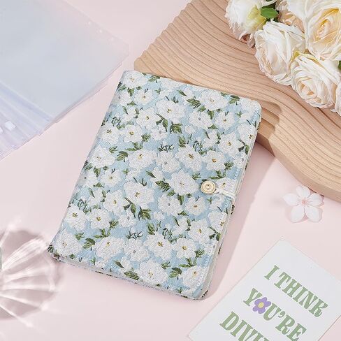 WEBEEDY A5 Binder Flower التطريز دفتر هدايا مجلة قابلة لإعادة الملء للنساء، 6 حلقات جيب مطرزة بالزهور منظم دفتر ملاحظات فارغ مع جيب بسحاب للنساء اللوازم المكتبية (6 بوصة × 8 بوصة، غير مبطن) in Kuwait