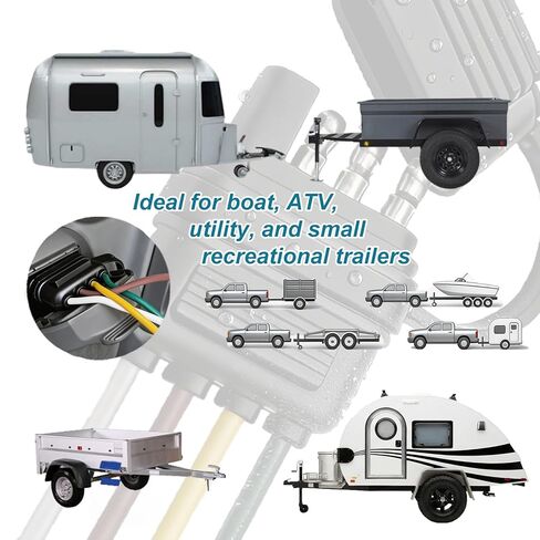32" 4-Way Flat Trailer Connector 16AWG, Waterproof Silicone 4 Pin Trailer Wiring Harness with Sealed Cover, Heavy Duty Tinned Copper 4-Prong Electrical Plug for Boat, RV & Utility Trailer in Kuwait