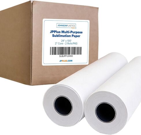 JPPlus Multi-Purpose Sublimation Paper Roll (2 Rolls/Pack) 90gsm, Double-Sided Hybrid A Sub Paper for Hard & Soft Blanks, Fast Drying, 2" Core, Compatible with Epson SureColor F570 (24" x 100') in Kuwait