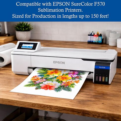 JPPlus Multi-Purpose Sublimation Paper Roll (2 Rolls/Pack) 90gsm, Double-Sided Hybrid A Sub Paper for Hard & Soft Blanks, Fast Drying, 2" Core, Compatible with Epson SureColor F570 (24" x 100') in Kuwait
