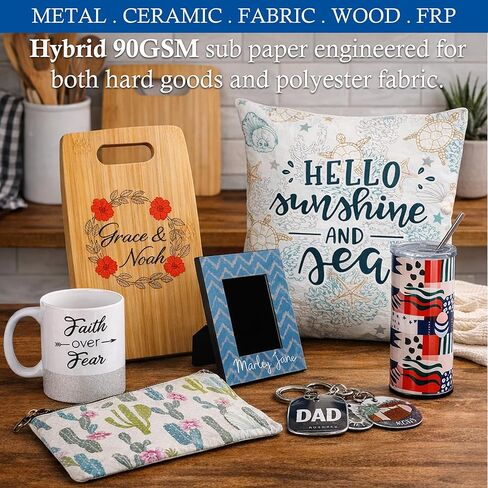 JPPlus Multi-Purpose Sublimation Paper Roll (2 Rolls/Pack) 90gsm, Double-Sided Hybrid A Sub Paper for Hard & Soft Blanks, Fast Drying, 2" Core, Compatible with Epson SureColor F570 (24" x 100') in Kuwait