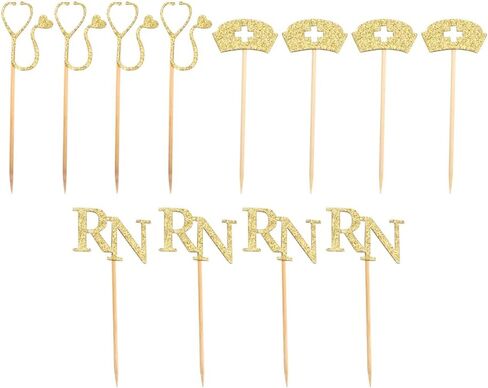 jojofuny Nurse-themed Cupcake Decorating Inserts with Gold Glitter – 24pcs (3 Designs x 4pcs) Perfect for Nurses’ Appreciation, Birthday Parties Events – Durable, Easy to Use, Festive Decor in Kuwait