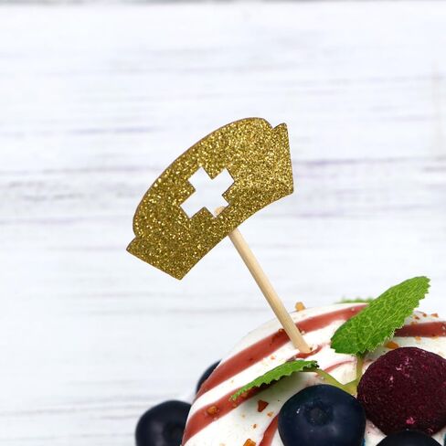 jojofuny Nurse-themed Cupcake Decorating Inserts with Gold Glitter – 24pcs (3 Designs x 4pcs) Perfect for Nurses’ Appreciation, Birthday Parties Events – Durable, Easy to Use, Festive Decor in Kuwait