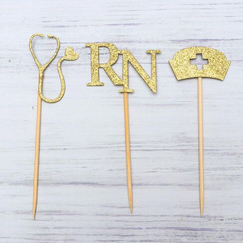 jojofuny Nurse-themed Cupcake Decorating Inserts with Gold Glitter – 24pcs (3 Designs x 4pcs) Perfect for Nurses’ Appreciation, Birthday Parties Events – Durable, Easy to Use, Festive Decor in Kuwait