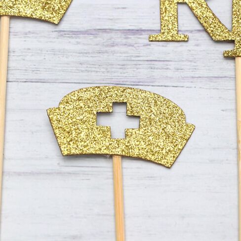 jojofuny Nurse-themed Cupcake Decorating Inserts with Gold Glitter – 24pcs (3 Designs x 4pcs) Perfect for Nurses’ Appreciation, Birthday Parties Events – Durable, Easy to Use, Festive Decor in Kuwait