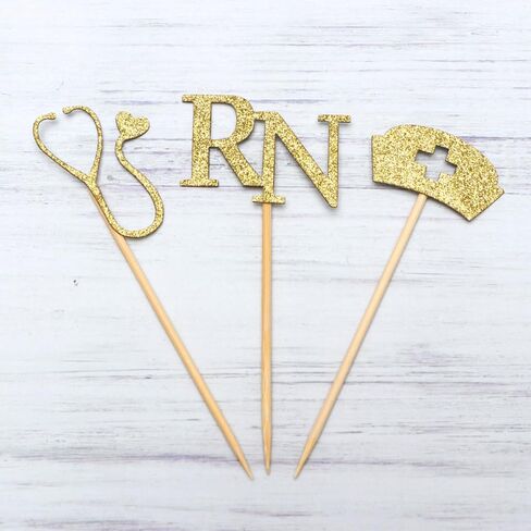 jojofuny Nurse-themed Cupcake Decorating Inserts with Gold Glitter – 24pcs (3 Designs x 4pcs) Perfect for Nurses’ Appreciation, Birthday Parties Events – Durable, Easy to Use, Festive Decor in Kuwait