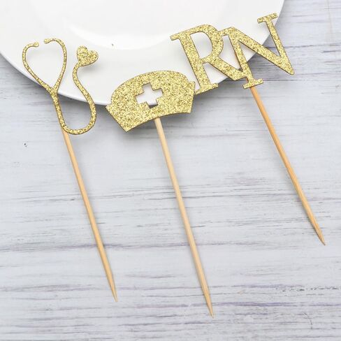 jojofuny Nurse-themed Cupcake Decorating Inserts with Gold Glitter – 24pcs (3 Designs x 4pcs) Perfect for Nurses’ Appreciation, Birthday Parties Events – Durable, Easy to Use, Festive Decor in Kuwait