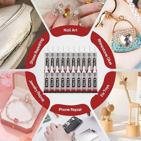 20 PCS 15ml B7000 Glue Clear with Precision Tip, Bedazzling Glue, Super Glues, Rhinestone Glue for Nail, Craft Glues, Jewelry Making, Nail Art, DIY, Makeup, Shoes in Kuwait