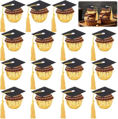 50Pcs Graduation Cap Chocolate Decorations,Graduation Cupcake Toppers Chocolates Candy Mini Graduation Cap Decorations with Tassel Cake Topper Graduation Party Favors Graduation Decorations 2026 Black in Kuwait