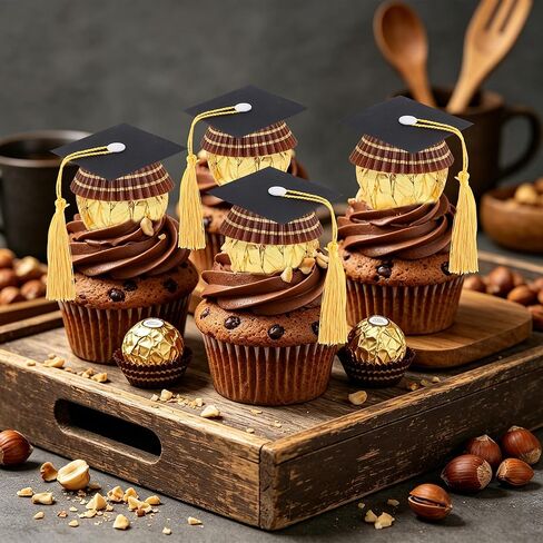 50Pcs Graduation Cap Chocolate Decorations,Graduation Cupcake Toppers Chocolates Candy Mini Graduation Cap Decorations with Tassel Cake Topper Graduation Party Favors Graduation Decorations 2026 Black in Kuwait