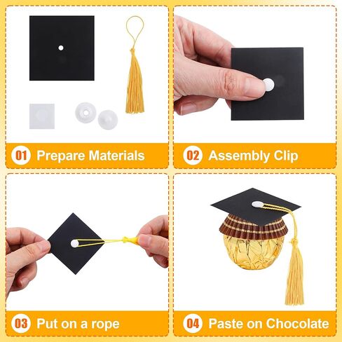 50Pcs Graduation Cap Chocolate Decorations,Graduation Cupcake Toppers Chocolates Candy Mini Graduation Cap Decorations with Tassel Cake Topper Graduation Party Favors Graduation Decorations 2026 Black in Kuwait