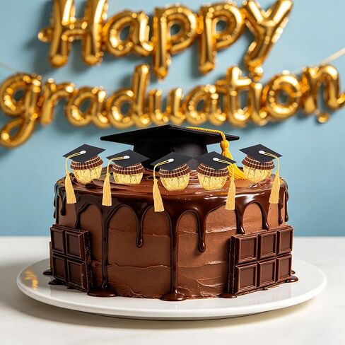 50Pcs Graduation Cap Chocolate Decorations,Graduation Cupcake Toppers Chocolates Candy Mini Graduation Cap Decorations with Tassel Cake Topper Graduation Party Favors Graduation Decorations 2026 Black in Kuwait
