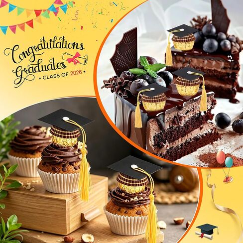 50Pcs Graduation Cap Chocolate Decorations,Graduation Cupcake Toppers Chocolates Candy Mini Graduation Cap Decorations with Tassel Cake Topper Graduation Party Favors Graduation Decorations 2026 Black in Kuwait