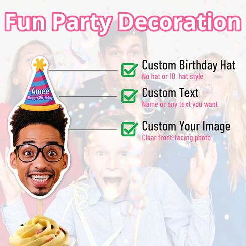 6 Pcs Custom Face Photo Cupcake Toppers | Unique Party Picks for Birthday Parties, Weddings, Events, and Celebrations | Photo Dessert Treat Decorations in Kuwait