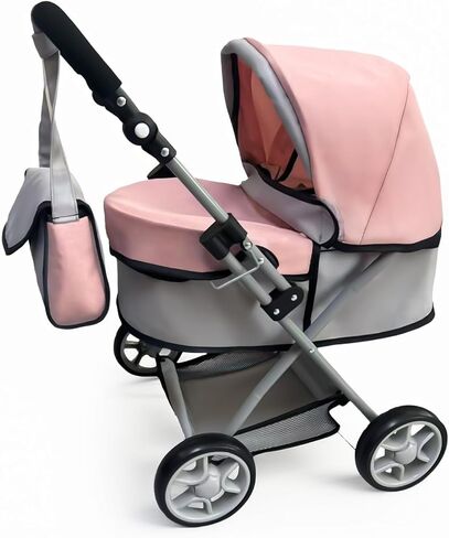 Zero Pam Pink Baby Doll Stroller for Toddler & Pram for Baby Dolls Up to 22 in 55 CM Foldable with Canopy, Basket, Lovely Shoulder Bag & Soft Adjustable Handle Gift for Girls Age 3+ in Kuwait