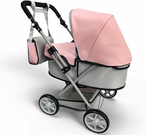 Zero Pam Pink Baby Doll Stroller for Toddler & Pram for Baby Dolls Up to 22 in 55 CM Foldable with Canopy, Basket, Lovely Shoulder Bag & Soft Adjustable Handle Gift for Girls Age 3+ in Kuwait