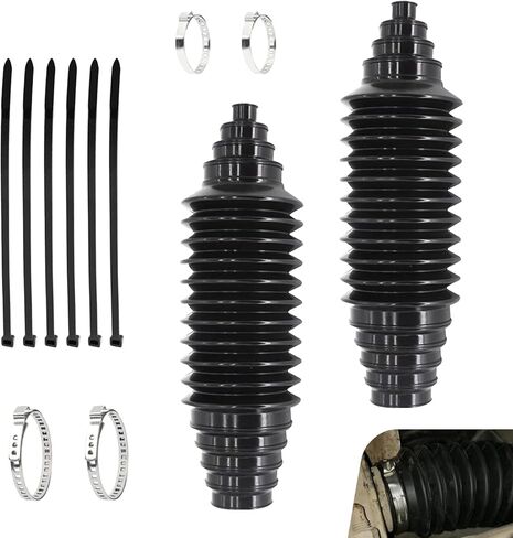 2 PCS Car Rack and Pinion Boots, Steering Rack Boot with Fixed Clamps & Cable Ties, No-disassembly Ball Cage & Inner Tie Rod Protective Cover, Repair Kit for Most Cars (Black) in Kuwait