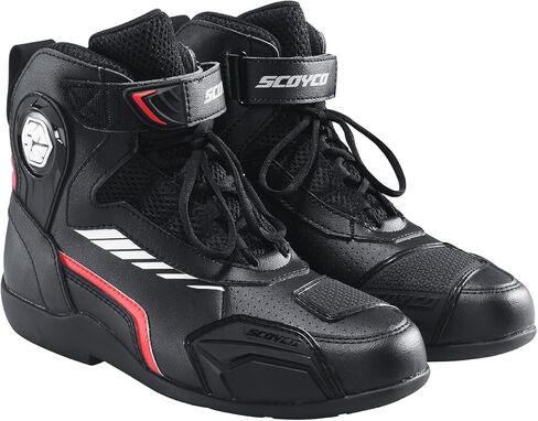 Scoyco Motorcycle Shoes for Men, Breathable Protective Street Riding Shoes with Anti-Slip Sole & Ankle Guards - Black in Kuwait