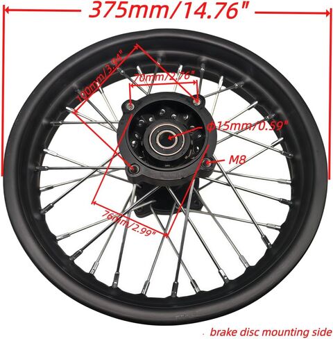 حافة عجلة Beeking مقاس 1.85 × 14 بوصة تناسب الإطار 90/100-14) للدراجة الترابية 15 مم حافة العجلة الخلفية تناسب 90cc-150cc الدراجة الترابية TTR SSR CRF Apollo. in Kuwait