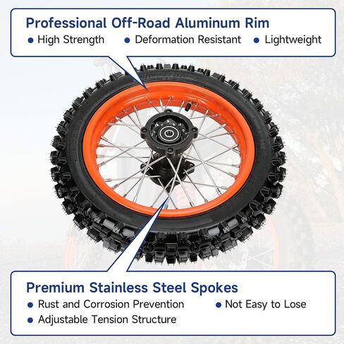 12'' Rear Wheel Compatible with Tuttio Soleil01 Tutti Soleil 01 Electric Bike Motorcycle, Dirt Bike Tire and Rim Assembly Replacement for Tutto E Bike with Wheel Bearings Tire Repair Kit in Kuwait