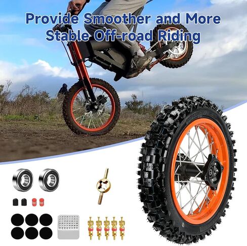 12'' Rear Wheel Compatible with Tuttio Soleil01 Tutti Soleil 01 Electric Bike Motorcycle, Dirt Bike Tire and Rim Assembly Replacement for Tutto E Bike with Wheel Bearings Tire Repair Kit in Kuwait