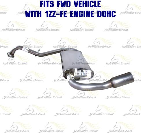 Exhaust Intermediate Pipe, Muffler & Tail Pipe Kit Compatible with Pontiac Vibe 2005-2008 1.8L | FWD | Stainless Steel | Northeastern Exhaust | Includes Gasket, Clamps, Gasket and Bolt Kit in Kuwait