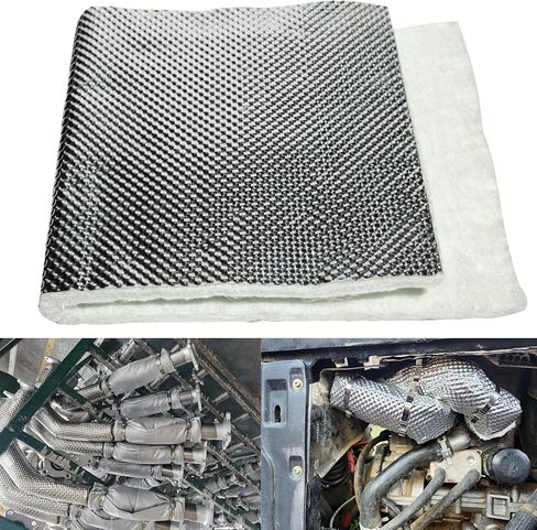 Exhaust Heat Shield Wrap - Aluminum Fiberglass Automotive Muffler Insulation Armor, 12"x39" Sheet for Exhaust Pipe, Motorcycle, Car Undercarriage, Fuel Tank & Firewall in Kuwait