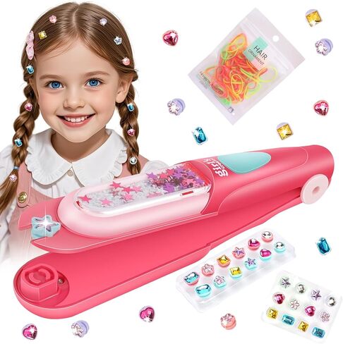Hair Gem Stamper with 100 Pcs Mini Hair Elastics, Bling Hair Jewels for Girls Toys, Hair Bedazzler Toys for Girls 3-12 in Kuwait