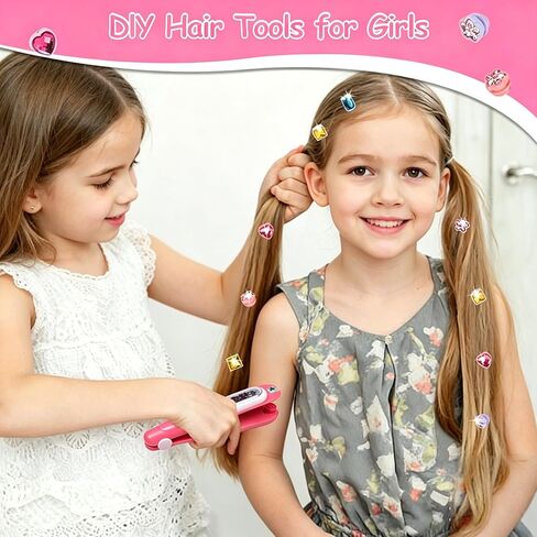 Hair Gem Stamper with 100 Pcs Mini Hair Elastics, Bling Hair Jewels for Girls Toys, Hair Bedazzler Toys for Girls 3-12 in Kuwait