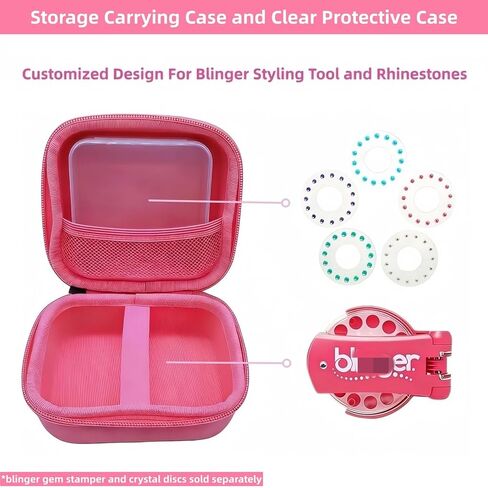 حقيبة تخزين لمجموعة Blinger Diamond Starter، منظم EVA 2 في 1 مع صندوق جواهر PP قابل للإزالة، مجموعة أدوات تصفيف شعر الأطفال للسفر لأداة الضغط وأحجار الأكريليك (حقيبة فقط) (وردي) in Kuwait