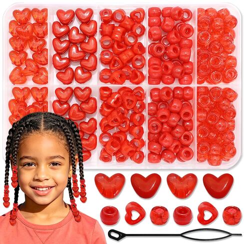 NAISKA 228PCS Blue Hair Beads for Braids 5 Styles Box Braids Beads Cute Pony Bead Lovely Heart Dreadlock Bead Hair Accessories for Kids Girls in Saudi Arabia