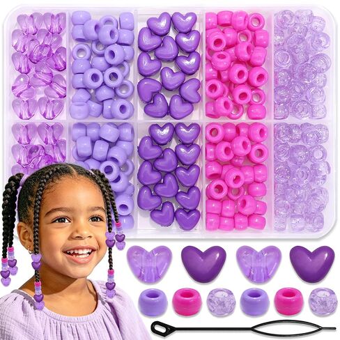 NAISKA 228PCS Blue Hair Beads for Braids 5 Styles Box Braids Beads Cute Pony Bead Lovely Heart Dreadlock Bead Hair Accessories for Kids Girls in Saudi Arabia