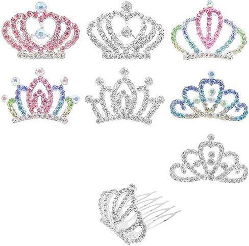 8 PCS Mini Crystal Rhinestone Princess Crown Hair Comb, Shiny Rhinestone Tiara for Party Supplies Hair Dectoration in Kuwait