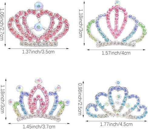 8 PCS Mini Crystal Rhinestone Princess Crown Hair Comb, Shiny Rhinestone Tiara for Party Supplies Hair Dectoration in Kuwait