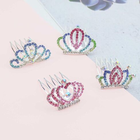 8 PCS Mini Crystal Rhinestone Princess Crown Hair Comb, Shiny Rhinestone Tiara for Party Supplies Hair Dectoration in Kuwait