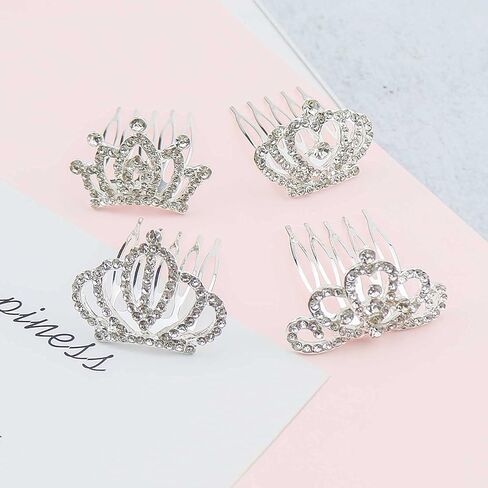 8 PCS Mini Crystal Rhinestone Princess Crown Hair Comb, Shiny Rhinestone Tiara for Party Supplies Hair Dectoration in Kuwait