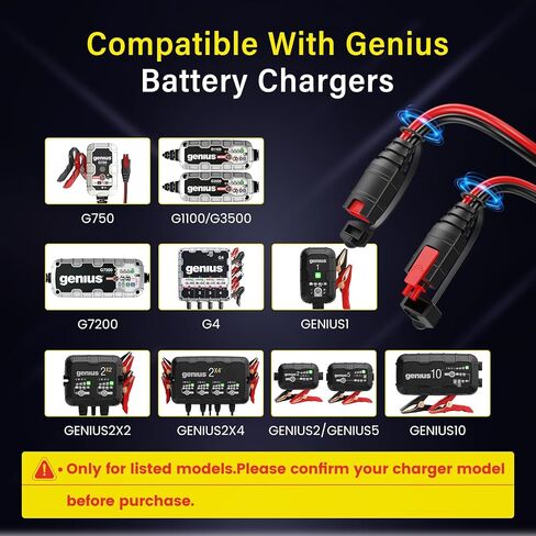 For NOCO Smart Battery Charger GC002 GC004 X-Connect Charger Accessories Combo, M6 (1/4in) XL Eyelet Terminal Cables with 10.5FT Extension Cord+2FT Extension Smart Batteries Trickle Chargers Cable in Kuwait