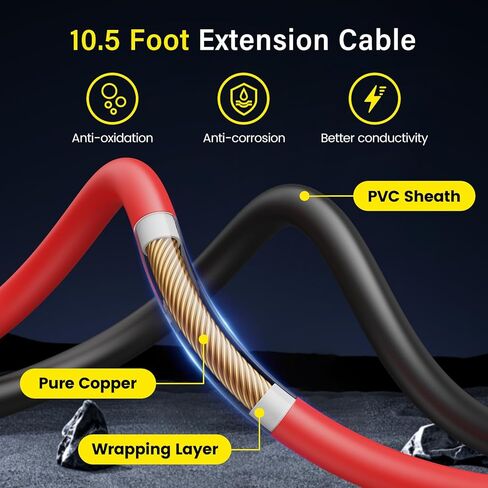 For NOCO Smart Battery Charger GC002 GC004 X-Connect Charger Accessories Combo, M6 (1/4in) XL Eyelet Terminal Cables with 10.5FT Extension Cord+2FT Extension Smart Batteries Trickle Chargers Cable in Kuwait