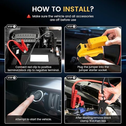 كابلات توصيل متوافقة مع بطاريات ديوالت 20 فولت، كابلات معززة للسيارات 8AWG 2FT مع محول كابل توصيل ديوالت، كابلات معززة للسيارات قوة لبدء تشغيل السيارة أو بطاريات الأدوات in Kuwait