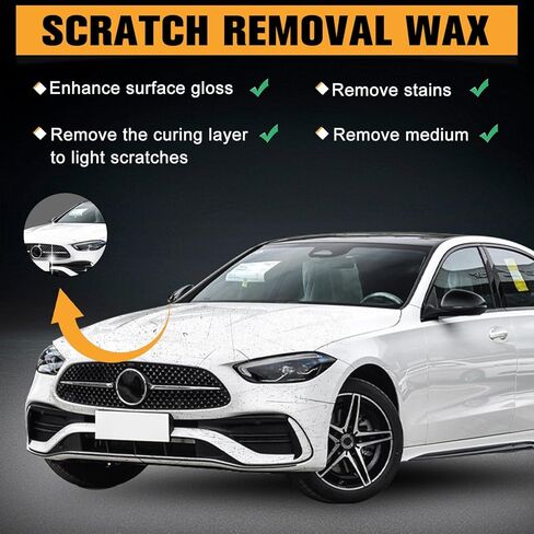 2Pcs Car Scratch Remover Wax,Scratch Remover for Vehicles,Scratch Removal Wax,Car Paint Scratch Repair with Sponge and Cloth,Universal Premium Polishing Compound for Deep Scratches in Kuwait