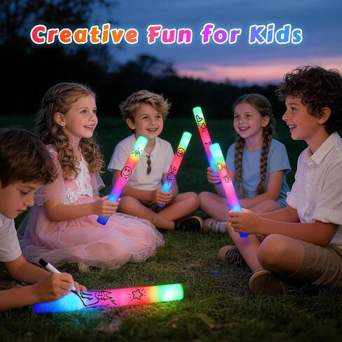 SHQDD 60PCS Foam Glow Sticks Bulk, Light up in the Dark Party Supplies with 3 Colorful Flashing Modes, Glow Party Pack for Wedding, Birthday, Concert, New Year, Halloween, Christmas,Carnival in Kuwait