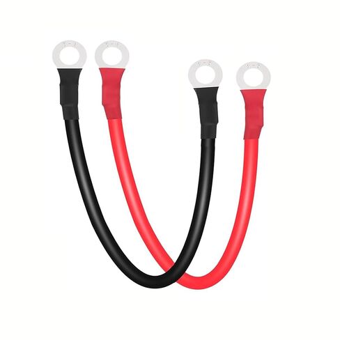 كابل بطارية 8 AWG 2FT من النحاس النقي 8AWG كابلات عاكس البطارية مع عروات 3/8 في كلا الطرفين مجموعة أسلاك عاكس الطاقة للسيارات الشمسية البحرية والقوارب RV والدراجات النارية باللونين الأحمر والأسود (2 قدم) in Kuwait