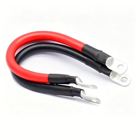 4 كابل بطارية AWG 1FT من النحاس النقي 4AWG كابلات عاكس البطارية مع عروات 3/8 في كلا الطرفين مجموعة أسلاك عاكس الطاقة للسيارات الشمسية البحرية والقوارب RV والدراجات النارية باللونين الأحمر والأسود (1 قدم) in Kuwait